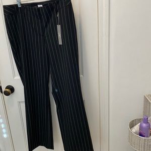 LOFT black trouser pants with white pinstripe. Size 8. NWT.